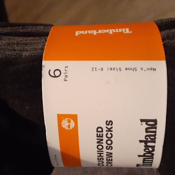 NWT 6 Pack - Timberland Cushioned Crew Socks - 6 -12 - 3 Black/3 Gray - Picture 6 of 6